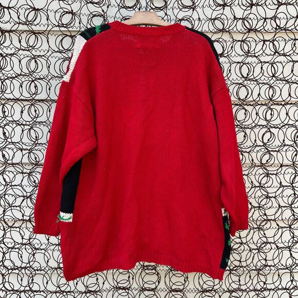 Vintage 90s Tiara Noel Santa Clause Christmas button down cardigan sweater LARGE - Picture 3 of 5